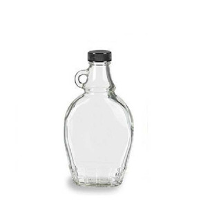 8 oz Glass Syrup Bottles with Black Tamper Evident Lid | Flask Bottles