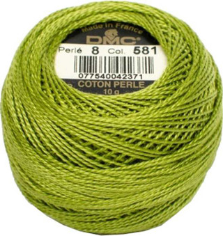DMC Size 8 Perle Cotton Thread |581 Moss Green | Size 8