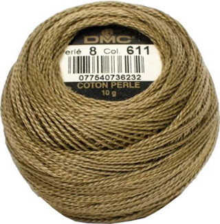 DMC Size 8 Perle Cotton Thread | 611 Drab Brown | Size 8