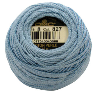 DMC Size 8 Perle Cotton Thread | 827 Very Light Blue | Size 8