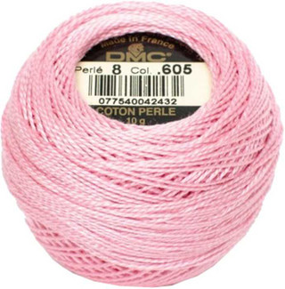 DMC Size 8 Perle Cotton Thread | 605 Pink | Size 8