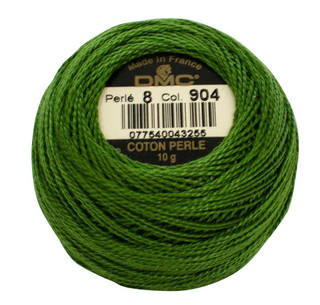 DMC Size 8 Perle Cotton Thread | 904 Very Dark Parrot Green | Size 8