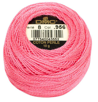 DMC Size 8 Perle Cotton Thread | 956 Geranium Pink | Size 8