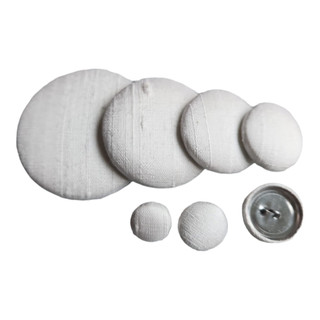 White Off Matte Silk Dupioni Button