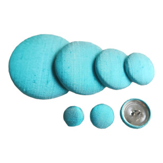 Aqua Blue Silk Dupioni Button
