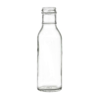 12 pcs - 12 oz Glass Ring Neck Sauce Bottle with Lid