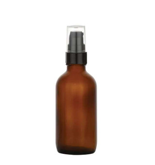 4 oz Amber Boston Round Glass Bottle with Treatment Pump - 22mm 22/400