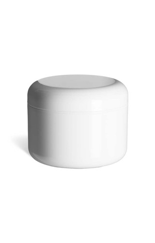 8 oz White Double Wall Plastic Jar with White Dome Shape Lid | Double Wall Plastic Jars