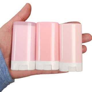 0.5 oz Oval Empty Lip Balm Tubes, deodorant tubes with pink caps