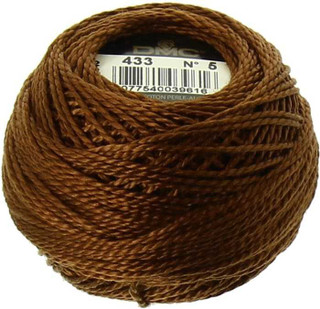 DMC Size 5 Perle Cotton Thread | 433 Medium Brown | Size 5