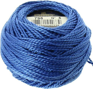 DMC Size 5 Perle Cotton Thread | 798 Dk Delft Blue | Size 5