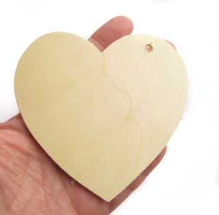 4" Unfinished Wooden Heart Gift Tag - Large | Wood Gift Tags