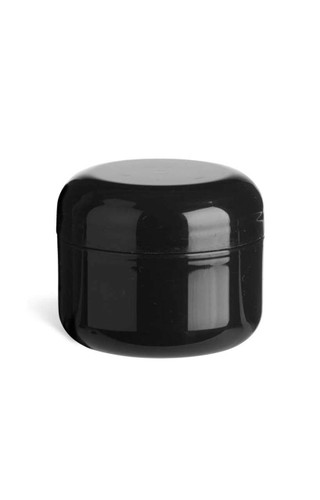 1 oz Black Double Wall Plastic Jar with Black Dome Lid | Plastic Jars