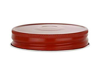 70/450 Red Mason Jar Lid with Plastisol Liner and Safety Button- Regular Mouth | Closures, Lids