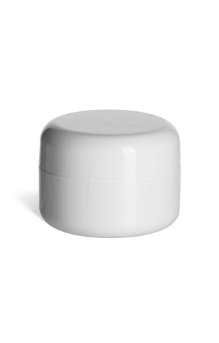 1/2 oz White Double Wall Plastic Jar with White Dome Shape Lid | Double Wall Plastic Jars