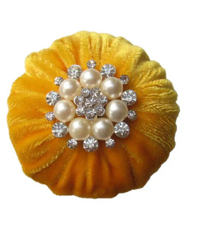 2" Yellow Emery Sewing Pincushion | Velvet Emery Pincushions