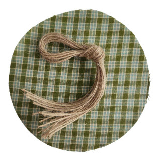 Fairy Gingham Homespun Plaid Fabric Jar Covers with Hemp Twine Ties - 1 Dozen | Fabric Jar Covers