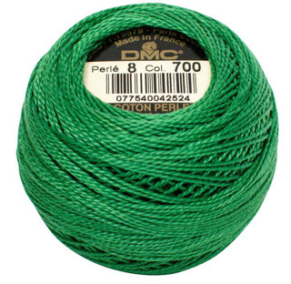 DMC Size 8 Perle Cotton Thread | 700 Bright Green | Size 8