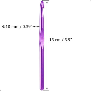 6 Pcs 10mm Aluminum Crochet Hook Knitting Needles US Size NP (Size 15) for DIY Yarn Craft, Nice Gift for Crocheting, Knitting (Purple)