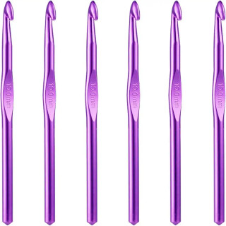 6 Pcs 10mm Aluminum Crochet Hook Knitting Needles US Size NP (Size 15) for DIY Yarn Craft, Nice Gift for Crocheting, Knitting (Purple)