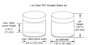 1 oz Clear PET Straight Sided Jars - Black Smooth Plastic Lined Caps