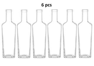 750 ml Clear Tapered Square Brunel Liquor Bottle with T-bar Cork Finish