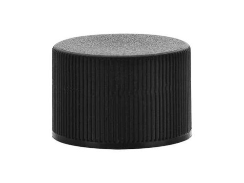 24/410 Black Ribbed Edge Cap with Foam Liner | CT Thread Lids- Plastic