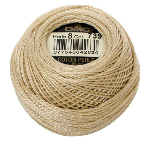 DMC Size 8 Perle Cotton Thread | 739 UL V LT Tan | Size 8