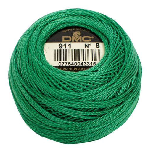 DMC Size 8 Perle Cotton Thread | 911 Medium Emerald green | Size 8