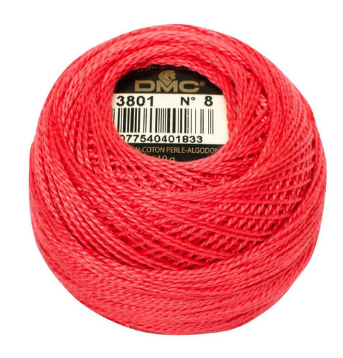 DMC Size 8 Perle Cotton Thread | 3801 V Dk Melon | Size 8