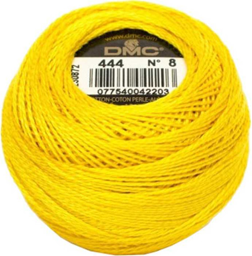 DMC Size 8 Perle Cotton Thread | 444 Dk Lemon | Size 8