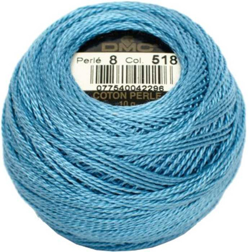 DMC Size 8 Perle Cotton Thread | 518 Light Wedgewood | Size 8