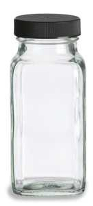 6 oz Glass French Square Spice Jar with Shaker and White Lid Jars