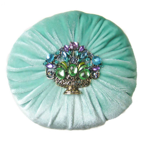 4" Mint Green Velvet Emery Pincushions | Velvet Emery Pincushions