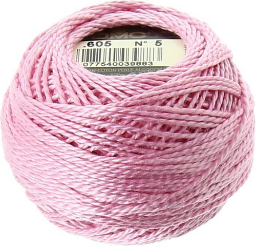 DMC Size 5 Perle Cotton Thread | 605 Pink | Size 5