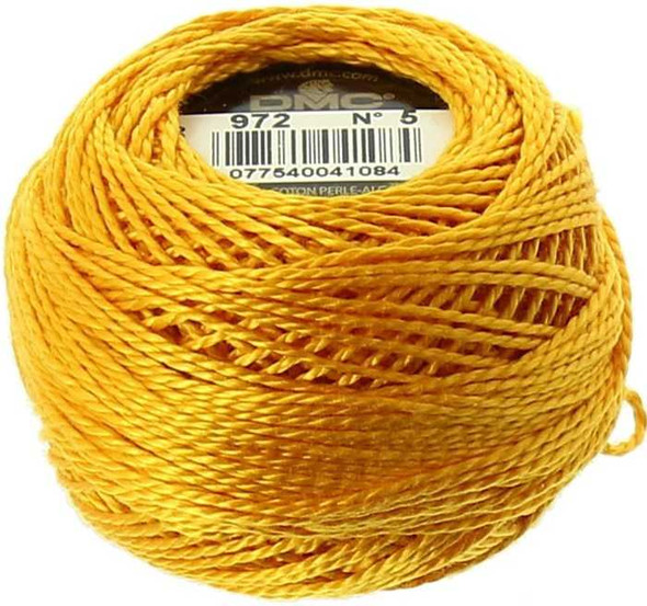 DMC Size 5 Perle Cotton Thread | 972 Deep Canary | Size 5