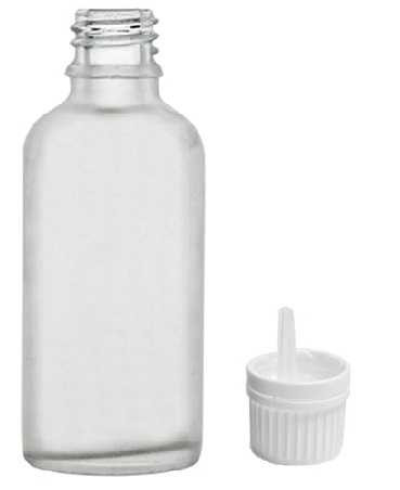 30 ml Clear Frosted Glass Euro Dropper Bottles - White Tamper Evident Caps with Orifice Reducers | Bottles