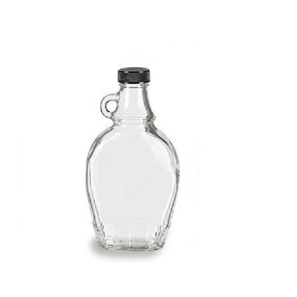 8 oz Glass Syrup Bottles with Black Tamper Evident Lid