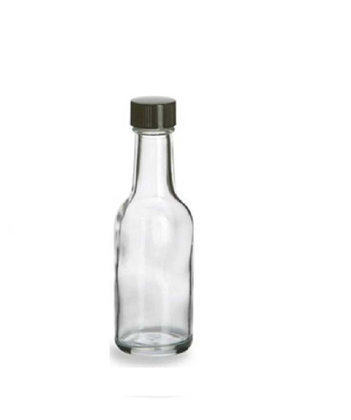 50 ml Round Liquor Glass bottle with Black Cap - 1.7 oz Woozy