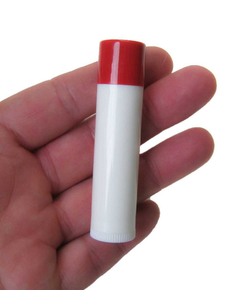 100 pcs 0.15 oz White Lip Balm Tube with Red Caps | Plastic Lip Balm Tubes
