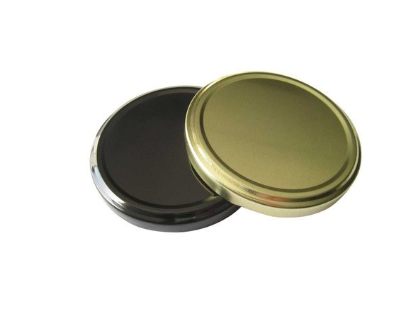 77TW Black, Silver Metal Plastisol Lined Lug Lids - For European Jars | TW Lug Lids