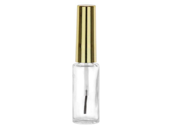 Set of 70 - 7 ml Empty Glass Nail Polish Bottle with Brush, Agitator and Shiny Gold Cap - FREE US Shipping | Bottles