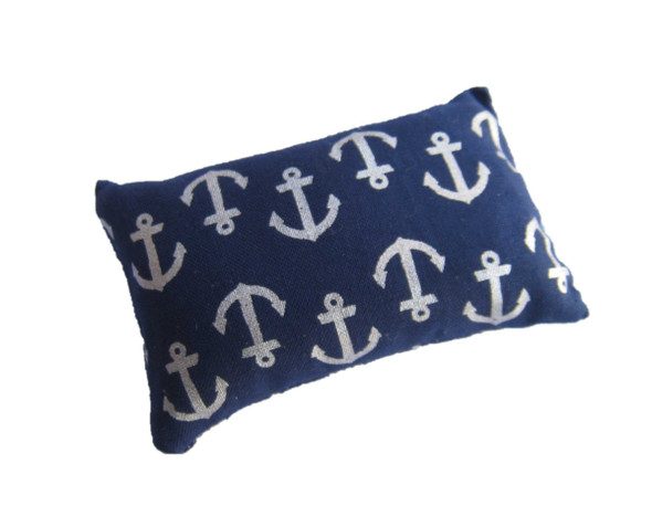 Silver Anchor on Navy Blue Emery Pincushion | Cotton Emery Pincushions