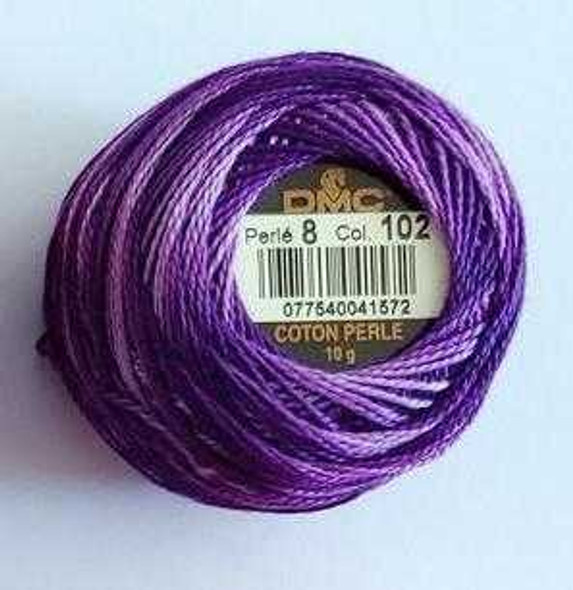 DMC Size 8 Perle Cotton Thread | 102 Variegated Dark Violet | Size 8
