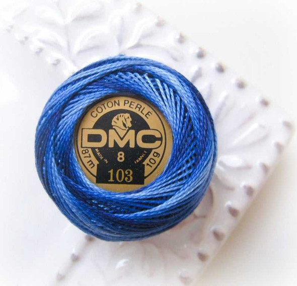 DMC Size 8 Perle Cotton Thread | 103 Variegated Dark Royal Blue | Size 8