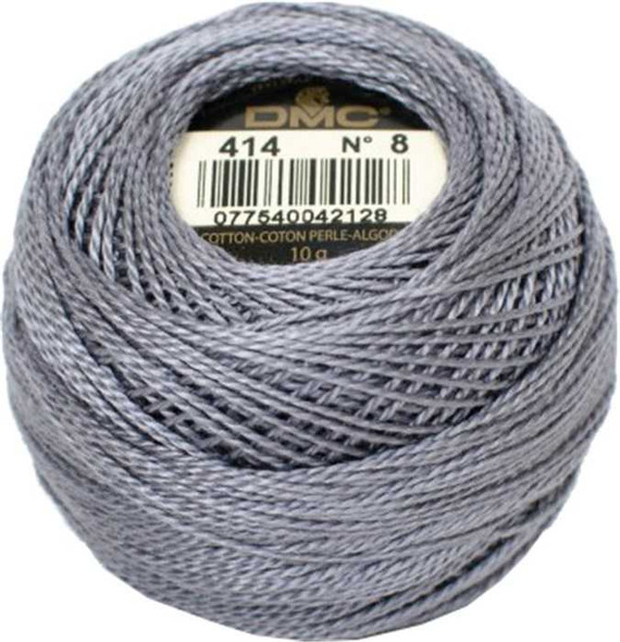 DMC Size 8 Perle Cotton Thread | 414 Dark Steel Gray | Size 8