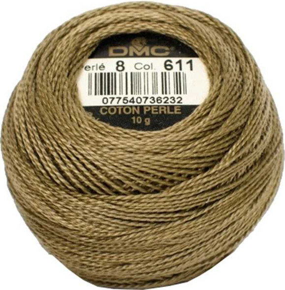 DMC Size 8 Perle Cotton Thread | 611 Drab Brown | Size 8