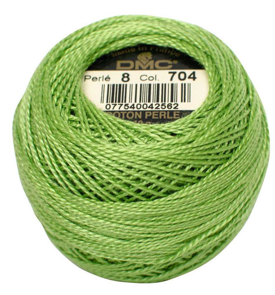 DMC Size 8 Perle Cotton Thread | 704 Bright Chartreuse | Size 8