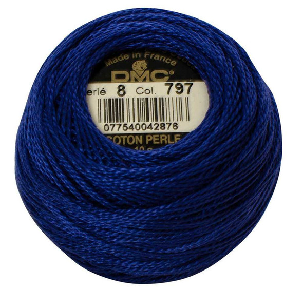 DMC Size 8 Perle Cotton Thread | 797 Royal Blue | Size 8