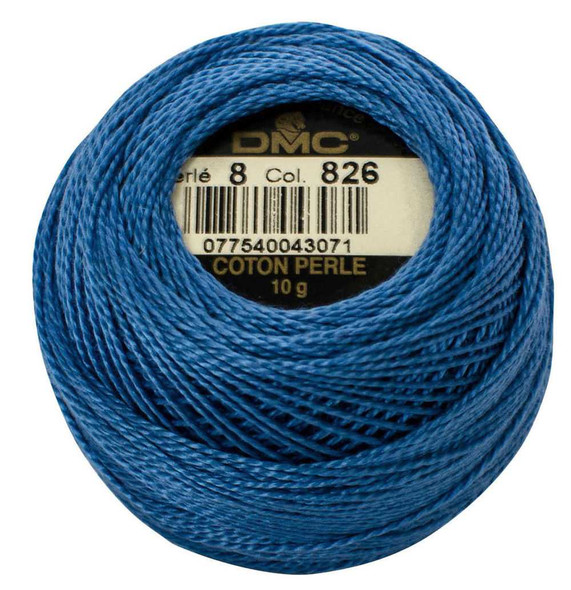 DMC Size 8 Perle Cotton Thread | 826 Medium Blue | Size 8